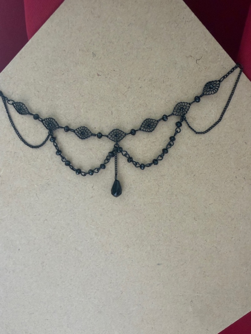 Claire's Black Filigree Layered Teardrop Necklace